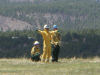 Wildland fire helicopter landing.