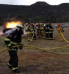 Glorieta Fire Volunteers training with propane tank fire.